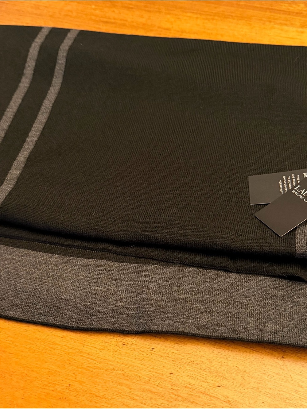 Lauren Ralph Lauren Black and Gray Knit Wrap